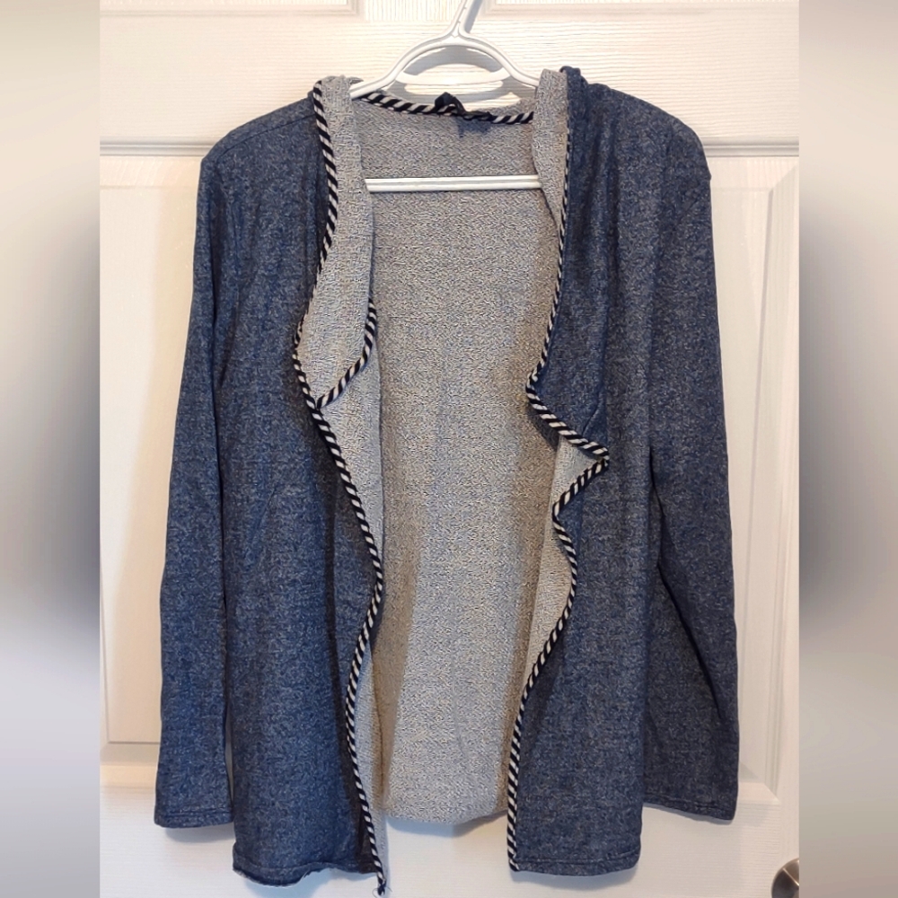 Cynthia Rowley Denim-esque Open-Front Hooded Cardigan XL